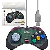 Retro-Bit Official Sega Saturn USB Controller Pad for Sega Genesis Mini, PC, Mac, Steam, RetroPie, Raspberry Pi - USB Port - 