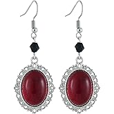 Gothic Halloween Earrings for Women,Vintage Victoria Vampire Demon Dangle Earrings Punk Style Red Black Crystal Cameo Earring Halloween Outfit Accessories