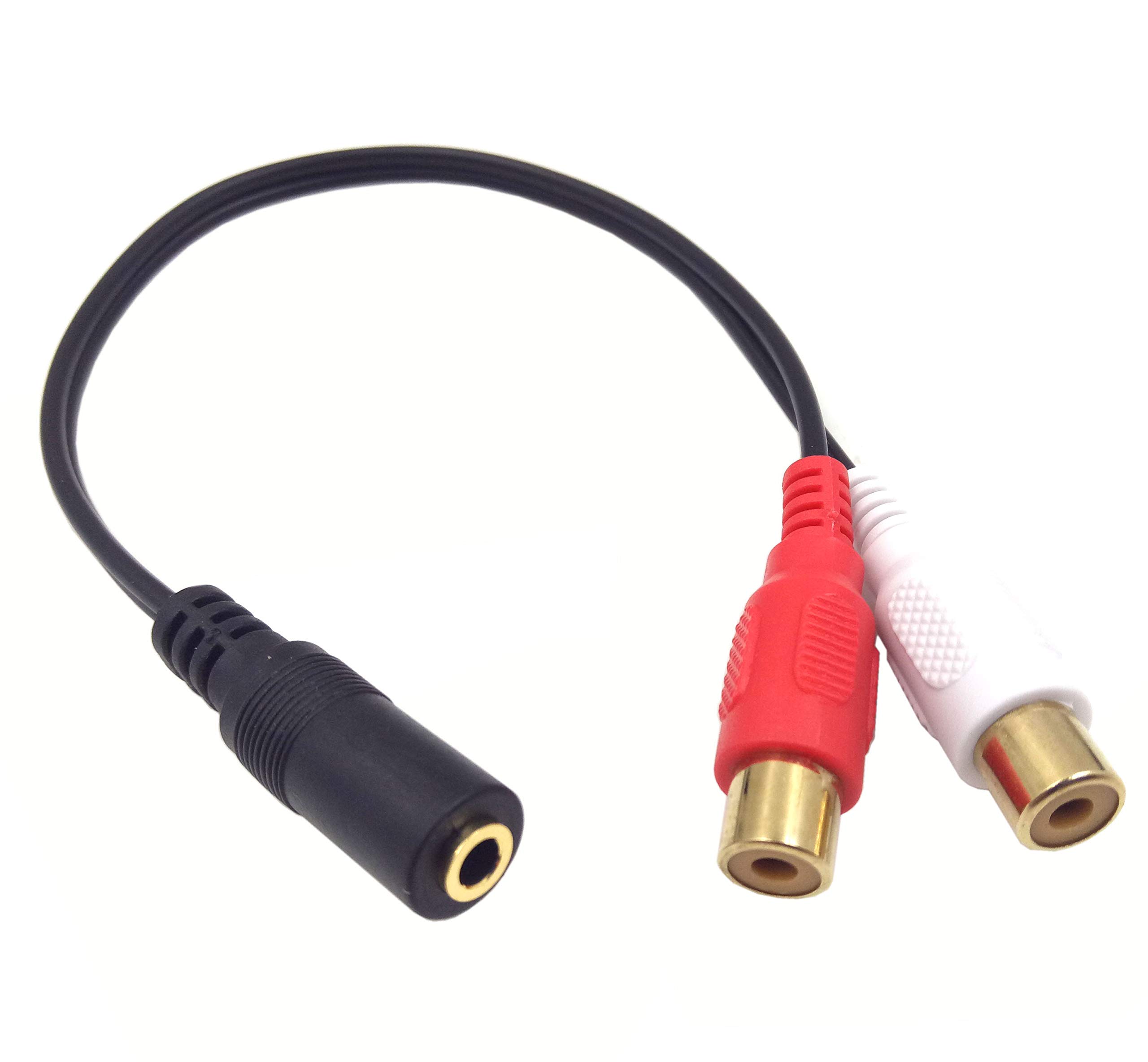 Photo 1 of 3.5mm to RCA Y Splitter Cable, Haokiang 2 Pack Gold-Plated 3.5mm (1/8") Stereo Female to 2 RCA Female Audio Y Splitter Connector Adapter Cord - 8 Inch (3.5 F-2RCA F)