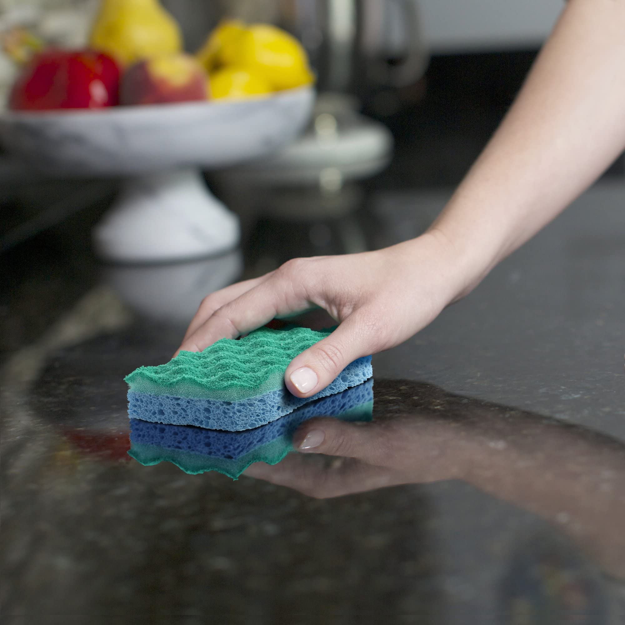 O-Cedar Scrunge Non-Scratch Scrub Sponge (Pack of 6) Multi-Use, All-Purpose, Odor-Resistant, Scrubbing Sponge Safely Cleans All Hard Surfaces in Kitchen and Bathroom