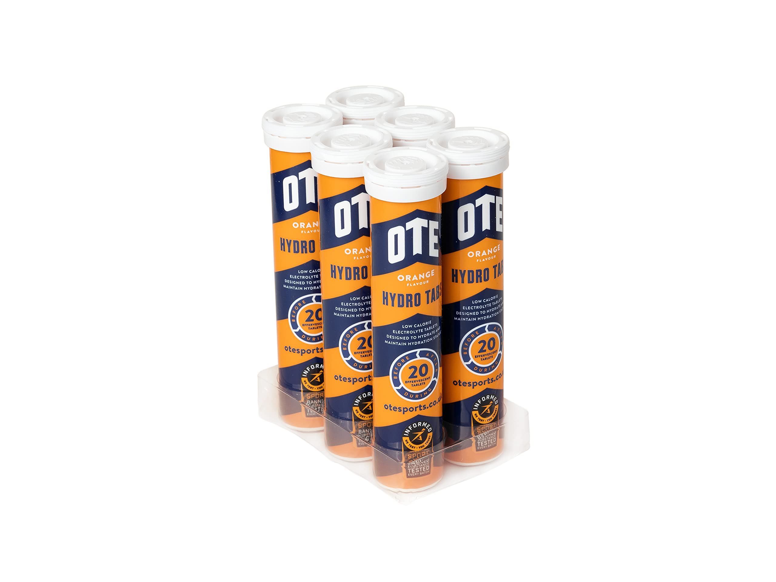 OTE Hydration – Electrolyte Salt Supplement for Runners & Cyclists – Rehydration for Cycling, Running & Endurance Sport – Tube of 20 (Orange, Pack of 6) — image 1