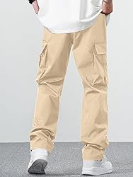 PLEPAN Men's Casual Cargo Pants Drawstring Hiking
