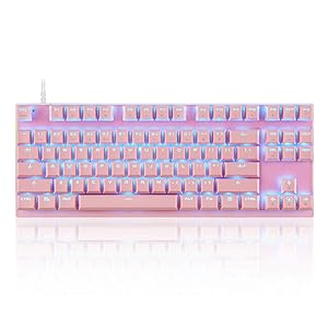 MOTOSPEED Professional Gaming Mechanical Keyboard RGB Rainbow Backlit 87 Keys Illuminated Computer USB Gaming Keyboard for Mac & PC Pink