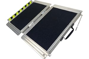 WINVI Non-Skid Wheelchair Ramp Threshold Ramp with a Non-Slip Surface Portable Aluminum Foldable Mobility Scooter Ramp for Home Steps Stairs Doorways Curbs (Single, 2 Foot)