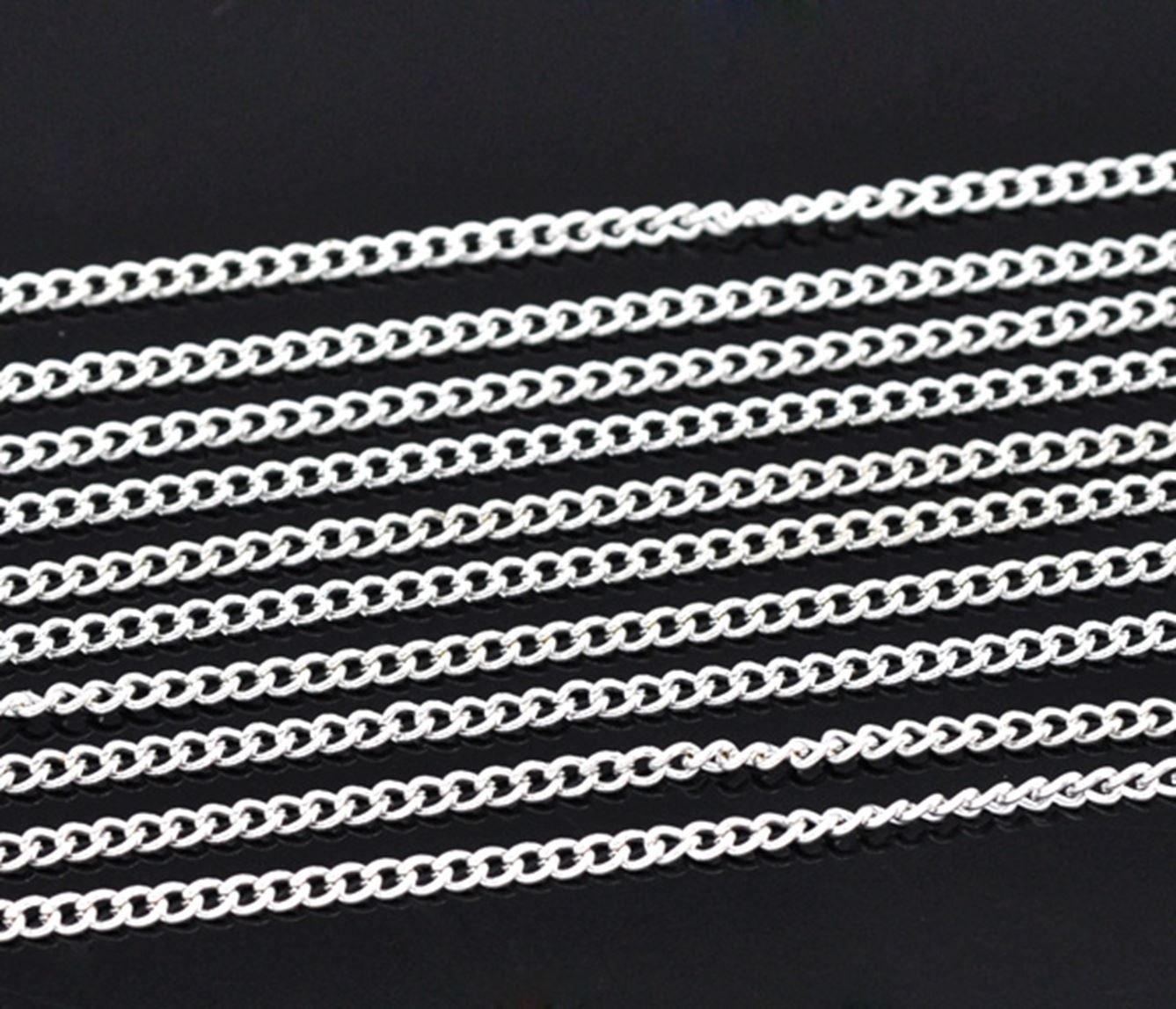 Pack of 5 Metre Silver Plated 4mm x 3mm Open Curb Link Chain for Jewellery Making Crafts, Scrapbooking or Cardmaking