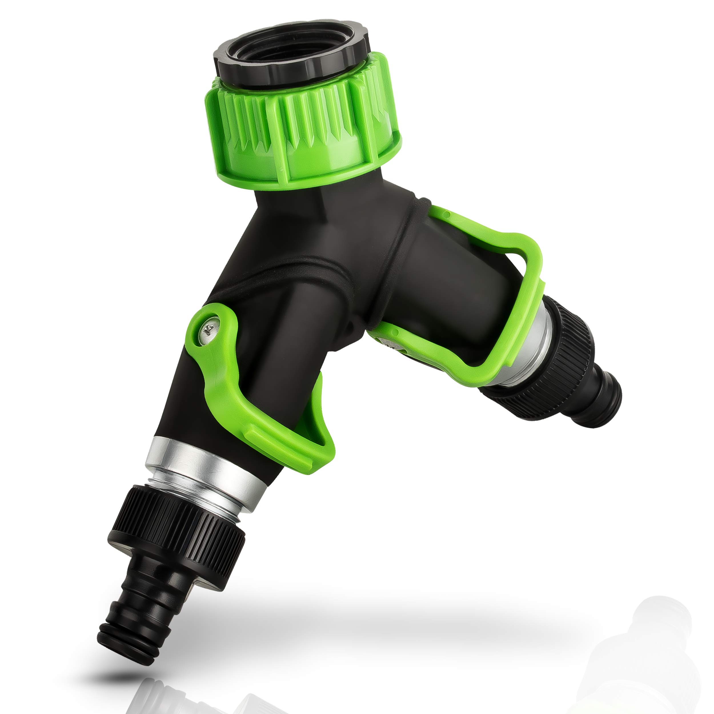 Dunlop Water distributor, infinitely adjustable 2-way valve garden hose distributor with quick coupling 3/4 inch tap adapter, garden water distributor y splitter (2-way distributor)