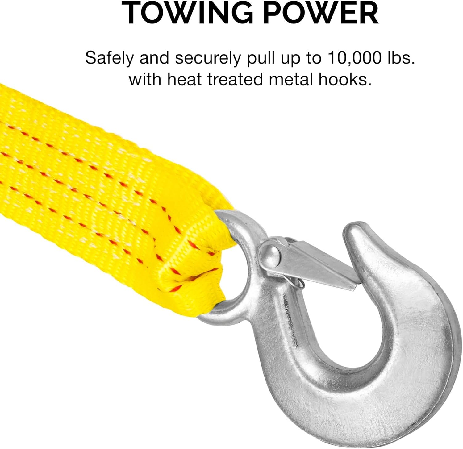 Neiko 51005A Heavy Duty Tow Strap with Safety Hooks | 2” x 20’ | 10, 000 LB Capacity | Polyester - - 