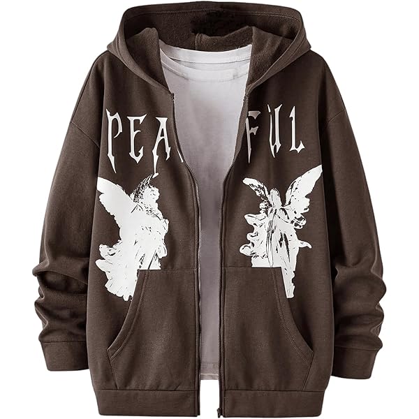 Floerns Men's Cross Print Long Sleeve Full Zip Hoodie