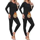 TELALEO 2 Sets Women's Thermal Underwear Long Johns Double-Sided Fleece Lined Base Layer Top & Bottom Pajama for Cold Weather