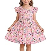 Toddler Girls Casual Dress Farm Animal Horse Print Dresses Flutter Sleeve Clothes 2-8Y