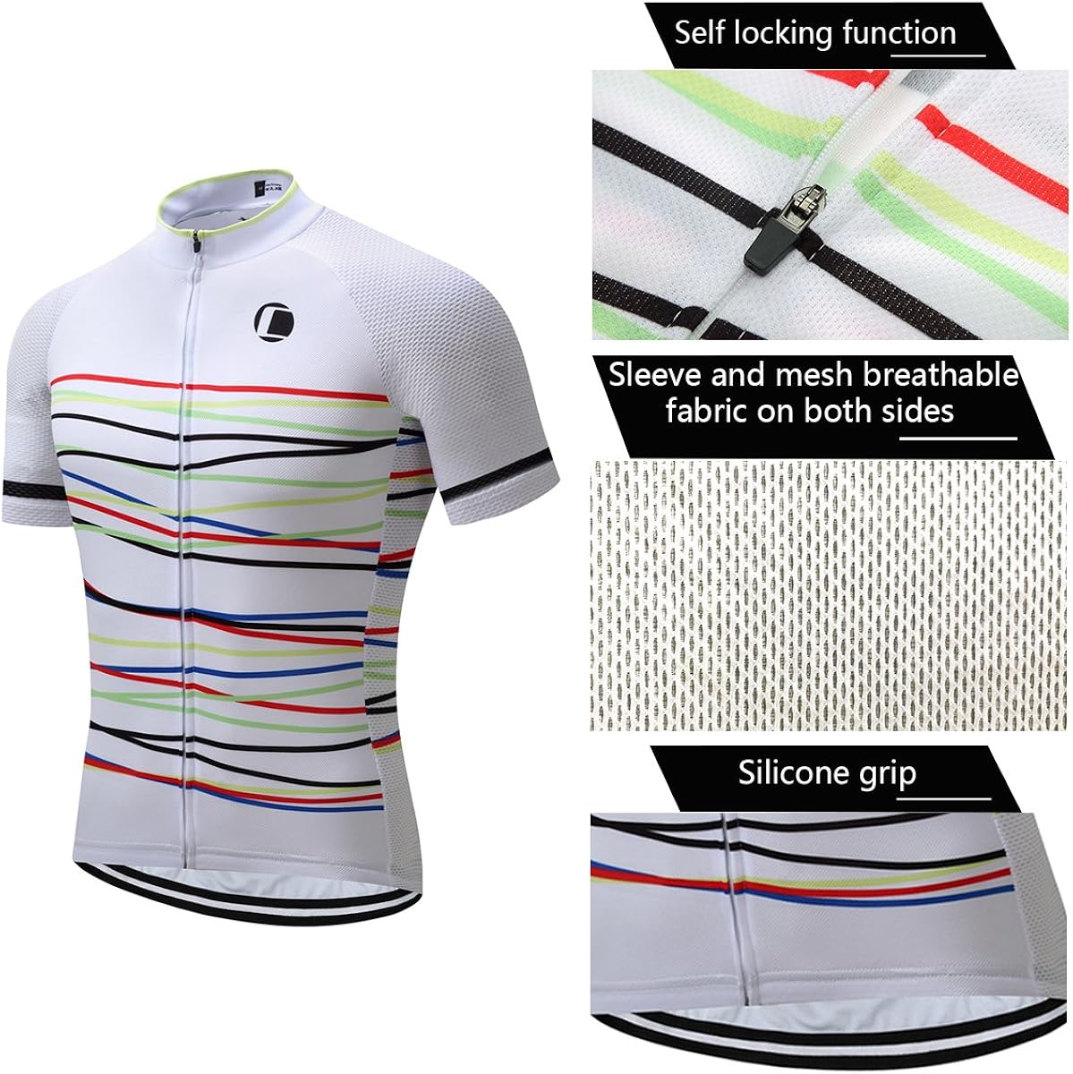 Summer Men's Cycling Jersey Road Bike Jersey Cycling Bib Shorts with 4D Padded Cycling Clothing Set for Men: Clothing