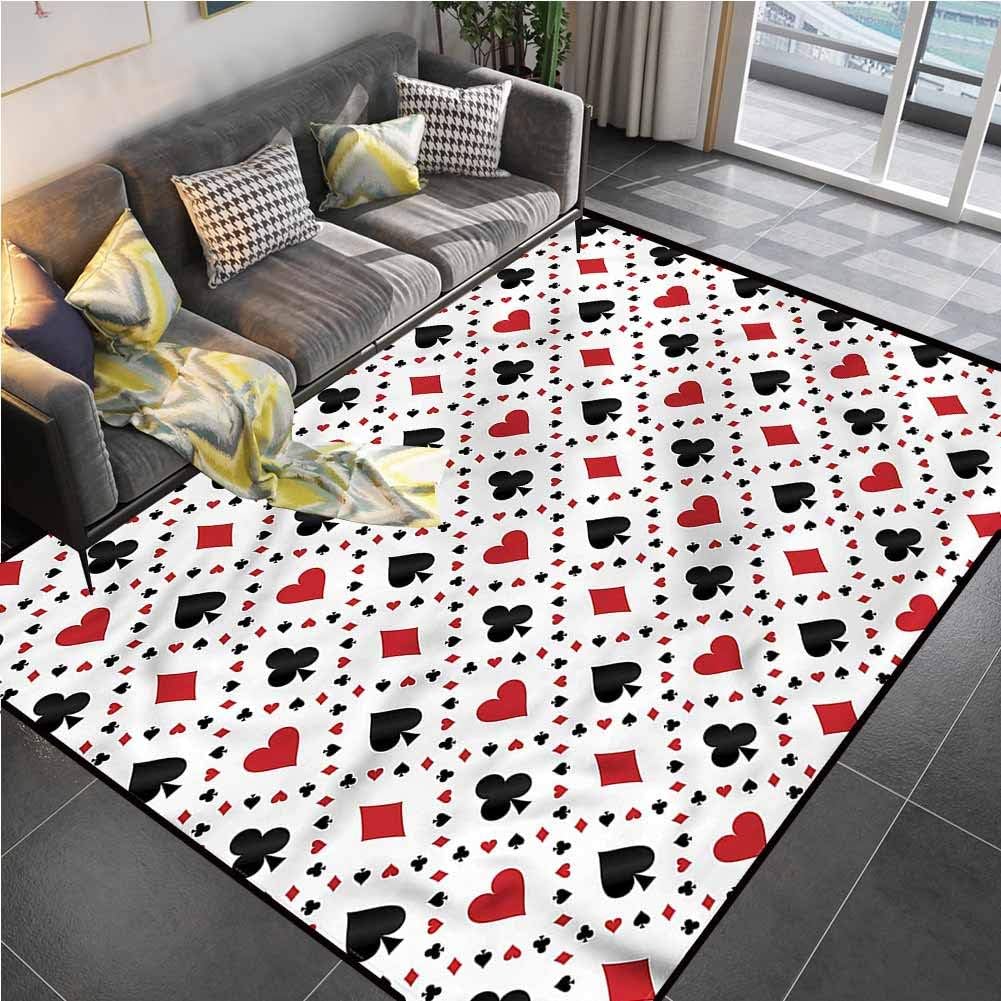 Area Rugs Print Large Carpet Casino,Tourist Poker Cards Runner Rug for Hallway for Living Room Bedroom Playing Room 4'x6'
