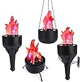 TOPCHANCES Battery Operated Fake Fire Lamp,3D Artificial Fire Flames 4 in 1 Campfire Realistic Effect Light Faux Table Top Flame Bowl Hanging Flame Light for Christmas Halloween Stage Club Decor