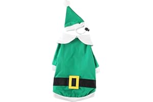 Impoosy Christmas Dog Shirt with Funny Hat Pet Cute Elf Santa Claus Costume Clothes Cat Small Dog Soft Cotton Xmas T-Shirt Outfit Set (XL)