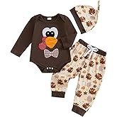 Ayalinggo Thanksgiving Baby Boy Outfit My First Thanksgiving Little Turkey Romper Shirt Onesie Pants Newborn Clothes
