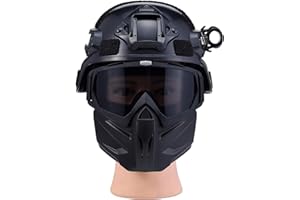 OQUQO Airsoft Tactical Helmet, Full Face Mask for Men, Paintball Helmet, NVG Mount and Side Rails, Adjustable Strap - Complete Tactical Gear for Cosplay and Movie Props