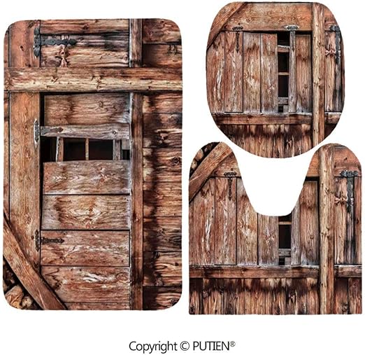Amazon Com Putien 3 Piece Bathroom Mat Rug Set Rustic Abandoned