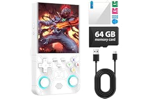 I IOSCRE 2025 New Upgrade R36ULTRA Retro Handheld Game Console with 64G Built-in 21000+ Classic Games,Portable Hand Held Open Source Linux System 4.0-in 4k HD IPS Screen Video Player (White)