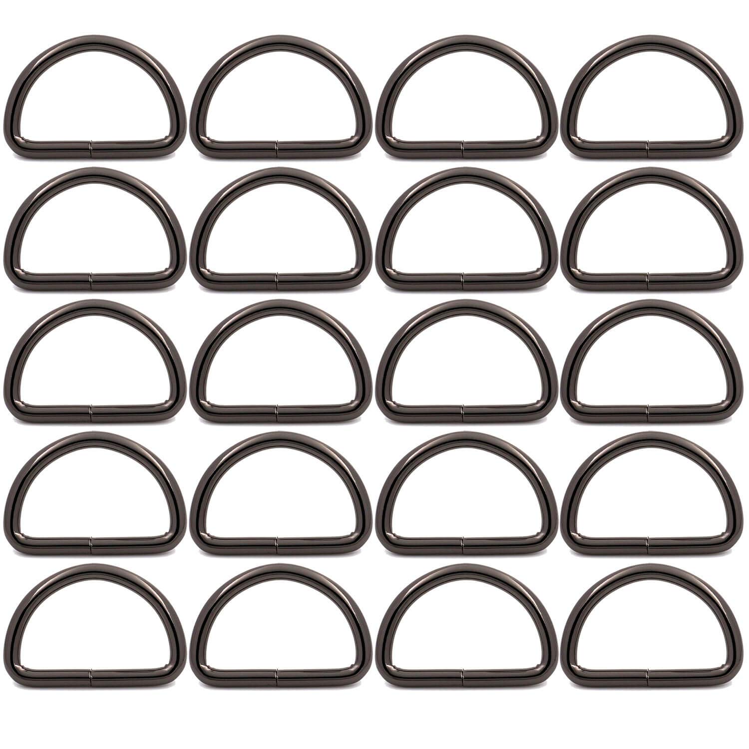 BIKICOCO Metal D-Rings Buckle, 1-1/4 Inch Non-Welded for Webbing Sewing DIY - Gunmetal - Pack of 20