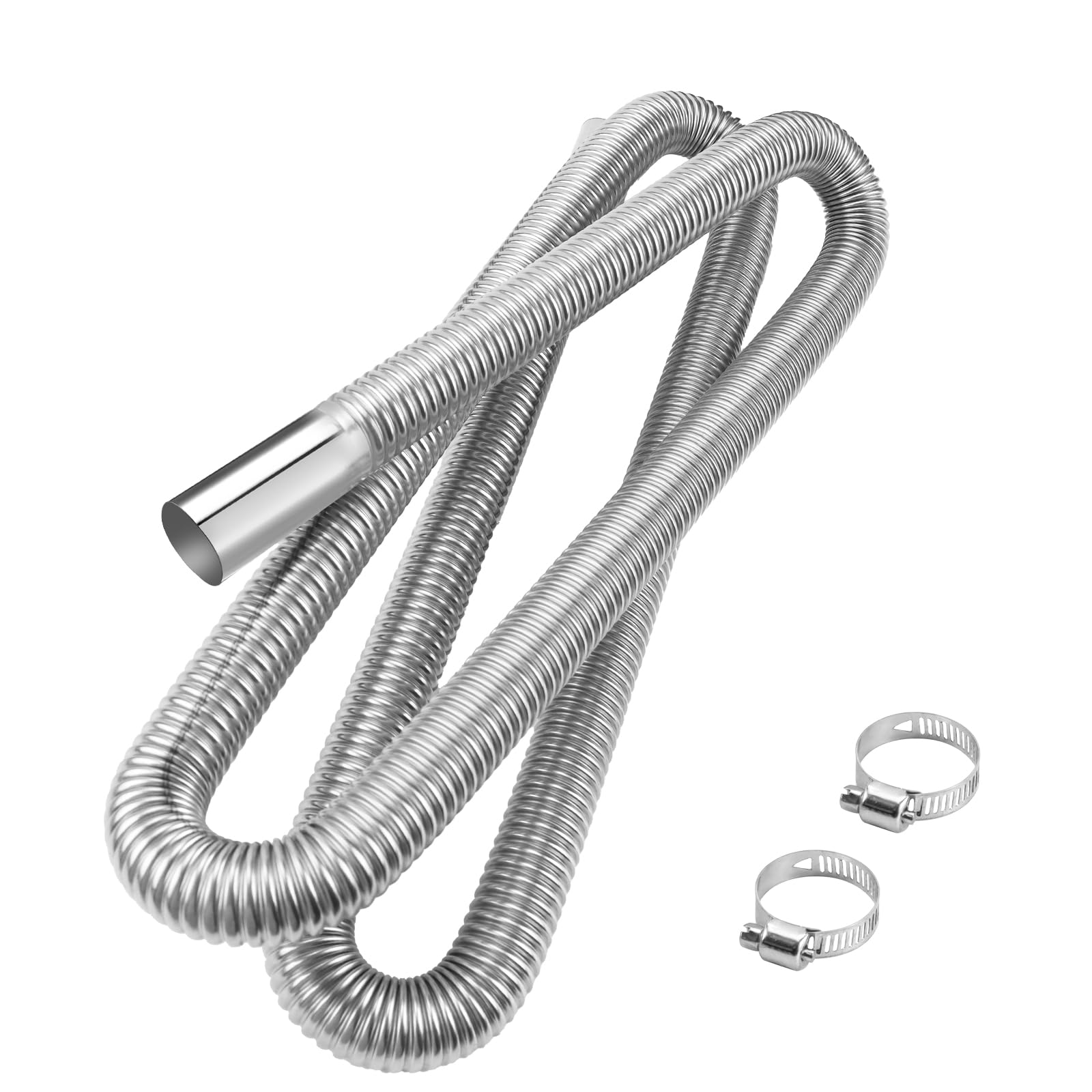 Photo 1 of 1 inch Stainless Steel Exhaust Hose, 78.7" Flexible Exhaust Pipe,Diesel Heater Flexible Exhaust Tubing with 2 Hose Clamps Generator Exhaust Hose Parking Air Heater Fuel Tank Diesel Gas