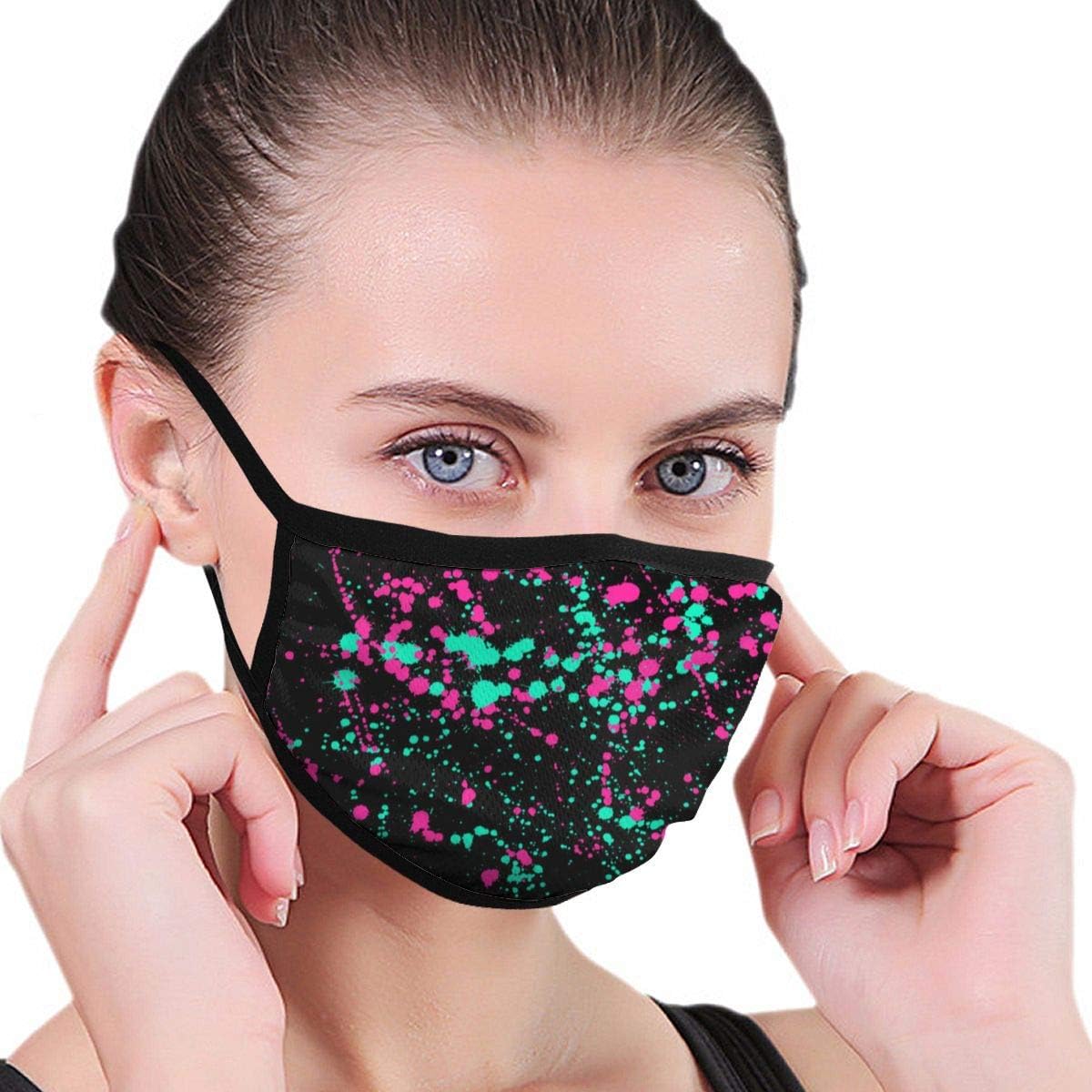 Cotton Mask Anti-dust Mouth Mask Pink And Green Ink Blots Grunge Urban Cycling Camping Half Face Mouth Masks for Boys Girls Men Women