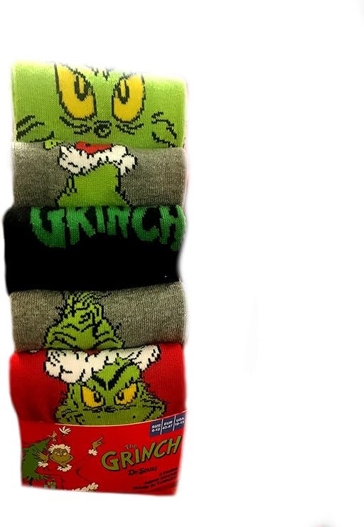 PRIMARK MENS THE GRINCH PK 5 SOCKS BNWT DR.SEUSS XMAS Christmas size 6