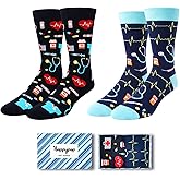 HAPPYPOP Funny Socks Gift for Men - Medical Worker Gifts Sneaker Bigfoot Vegan Nurse Socks