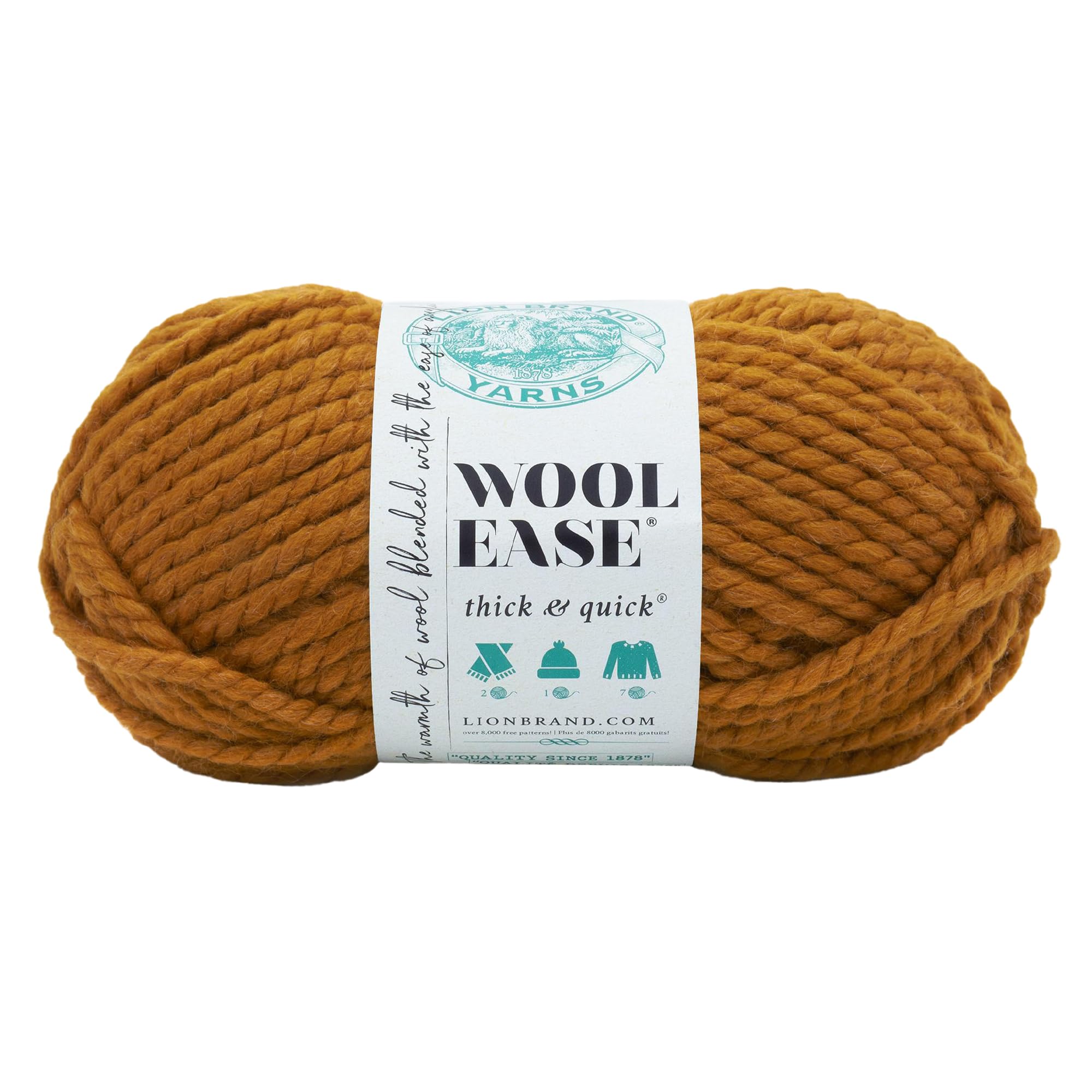 Photo 1 of (1 Skein) Lion Brand Yarn Wool-Ease Thick & Quick Bulky Yarn, Butterscotch, 261 Foot (Pack of 1)