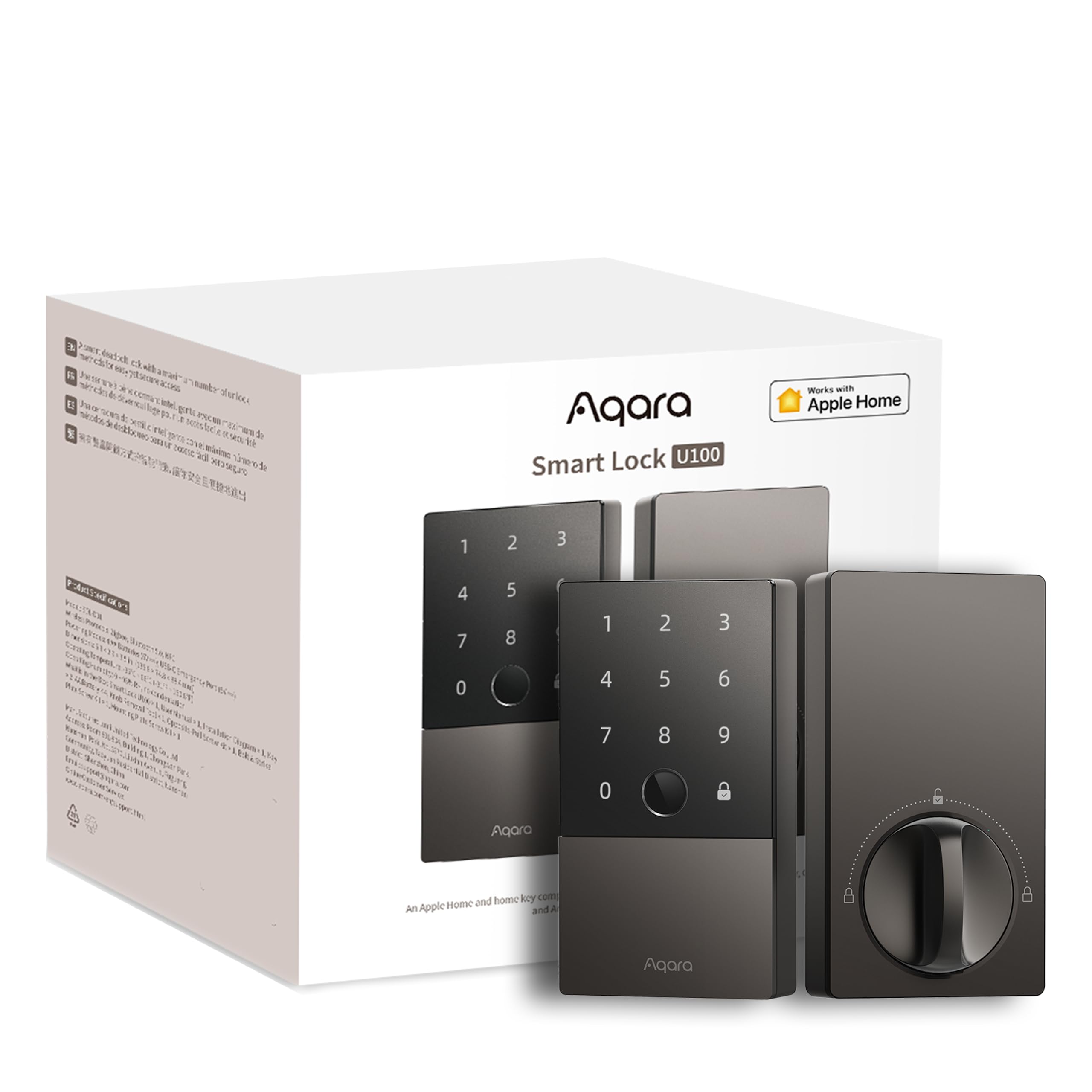 Photo 1 of Aqara Smart Lock U100, Fingerprint Keyless Entry Door Lock with Apple Home Key, Touchscreen Keypad, Bluetooth Electronic Deadbolt, IP65 Weatherproof, Supports Apple HomeKit, Alexa, Google, IFTTT, Gray