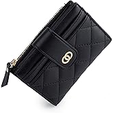 WEILIAN Small Black Wallet for Women Faux Leather RFID Blocking Slim Bifold Wallet Ladies Wallets with Card Slots and Zip Coin Compartment