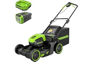 Greenworks 60V 17" Brushless Cordless Push Lawn Mower, 2-in-1 Mulching/Bagging, 4.0Ah Battery and 3A Charger(40min Runtime)