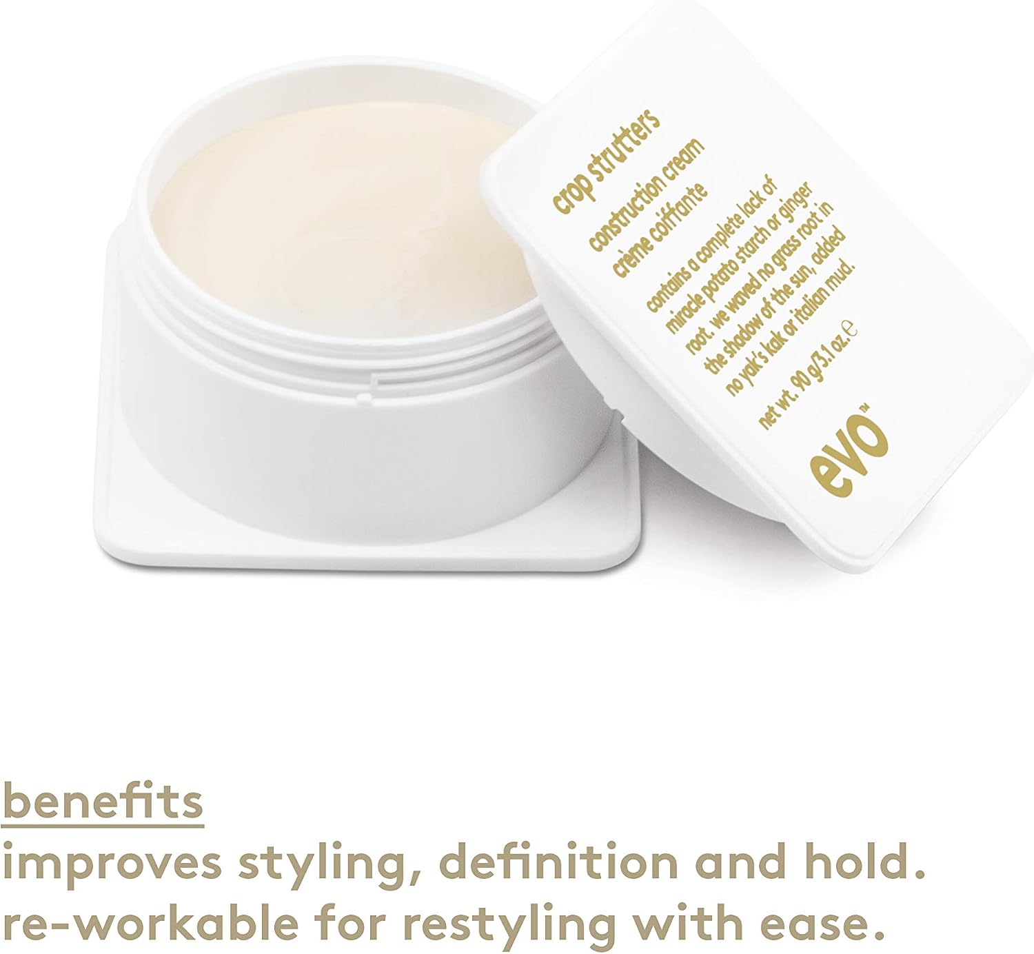 Evo Crop Strutters Hair Styling Cream for All/Short Hair - Medium Hold & Texturising Hair Product - 90g, transparent, 90 g (Pack of 1) - Image 5