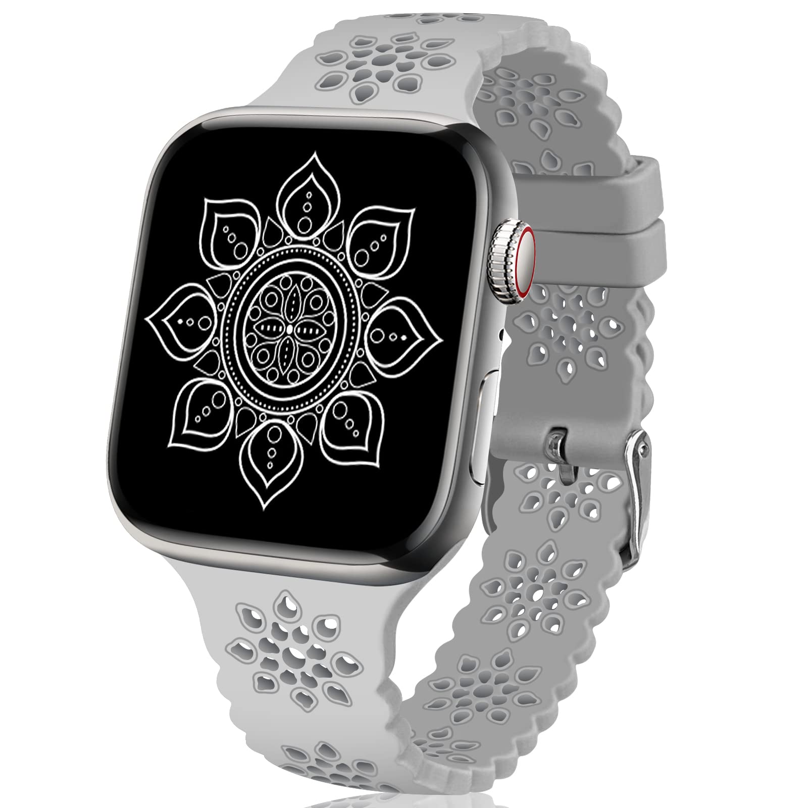 TopPerfekt Lace Strap Compatible with Apple Watch 42mm 44mm 45mm 49mm, Ladies Soft Slim Hollow Breathable Sport Band with Classic Buckle for iWatch Series SE 8 7 6 5 4 3 2 1 Ultra