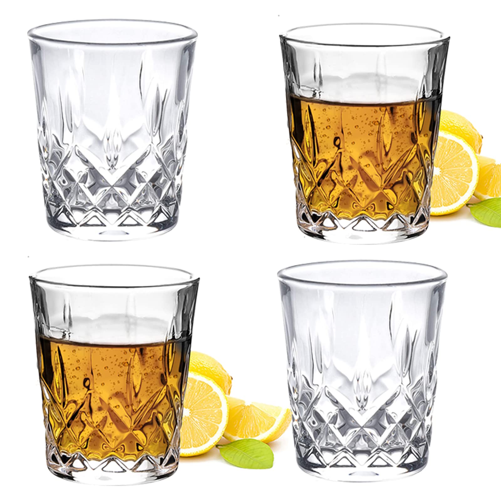 JAIEF 60ml Shot Glasses, Lead-Free Glass, Clear Heavy Base Shot Glass (Set of 4)