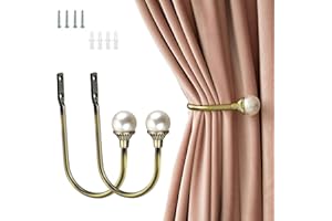 COCIVIVRE 2 Pack Curtain Holdbacks Wall Mounted Curtain Tiebacks Hooks Plastic Pearl U Shape Curtain Tiebacks with Screws Cur