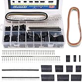 Glarks 635Pcs Male/Female Pin Connector Kit - 40 Pin 2.54mm Pitch Headers, 10 Wire Rainbow Flat Ribbon IDC Cable Compatible W