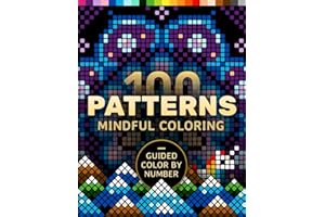 100 Patterns Mindful Coloring: A Coloring Book for Adults Relaxation and Mindfulness – Guided Color by Number – Mandalas, Geometric, Abstract & Cute (Pixelcolorist Quest)