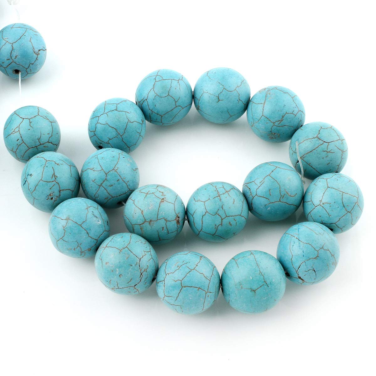 Perlin - Turquoise Semi-Precious Gemstone Beads 10 mm Round Turquoise Blue 1 Strand Jewellery Beads Gemstone for DIY Chain Craft Set G55