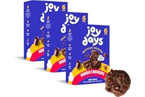 Joydays Double Chocolate Chip Cookies, Low Sugar, Healthy Snacks for Adults and Kids, Breakfast or Snack Packs, Low Glycemic Soft Baked Cookie, 3g Protein, 3g Sugar, 6g Fiber, 18 Pack, 36 Cookies