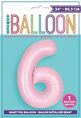 Unique Giant Foil Number 6 Balloon 86 cm Matte Baby Pink view 2