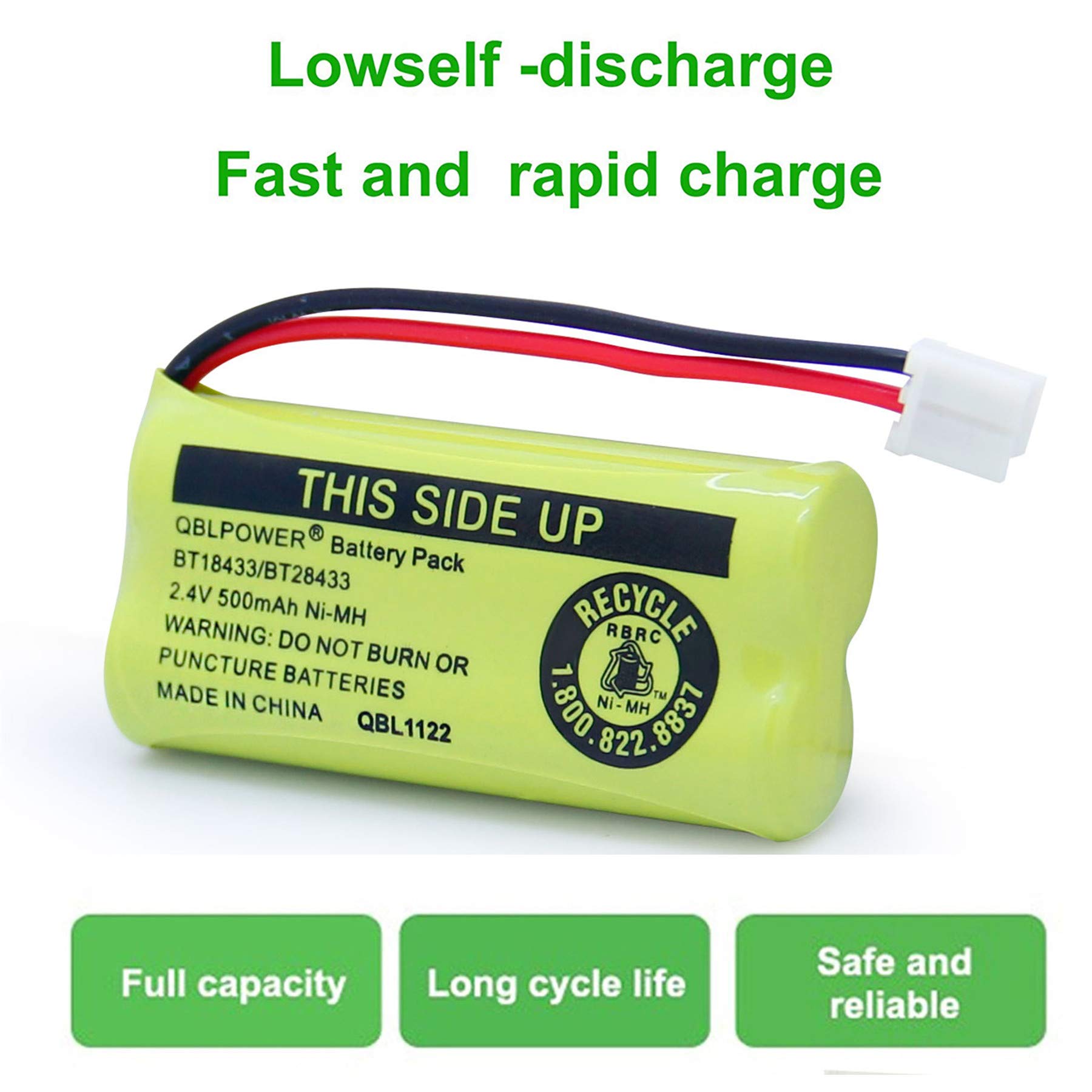 2.4V BT18433/BT28433 Rechargeable Battery Compatible with AT&T Vtech Phones BT18433 BT184342 BT28433 BT284342 BT-8300 BATT-6010 BT1011 BT1018 BT1022 BT1031 89-1326-00-00 CPH-515D(Pack of 2)