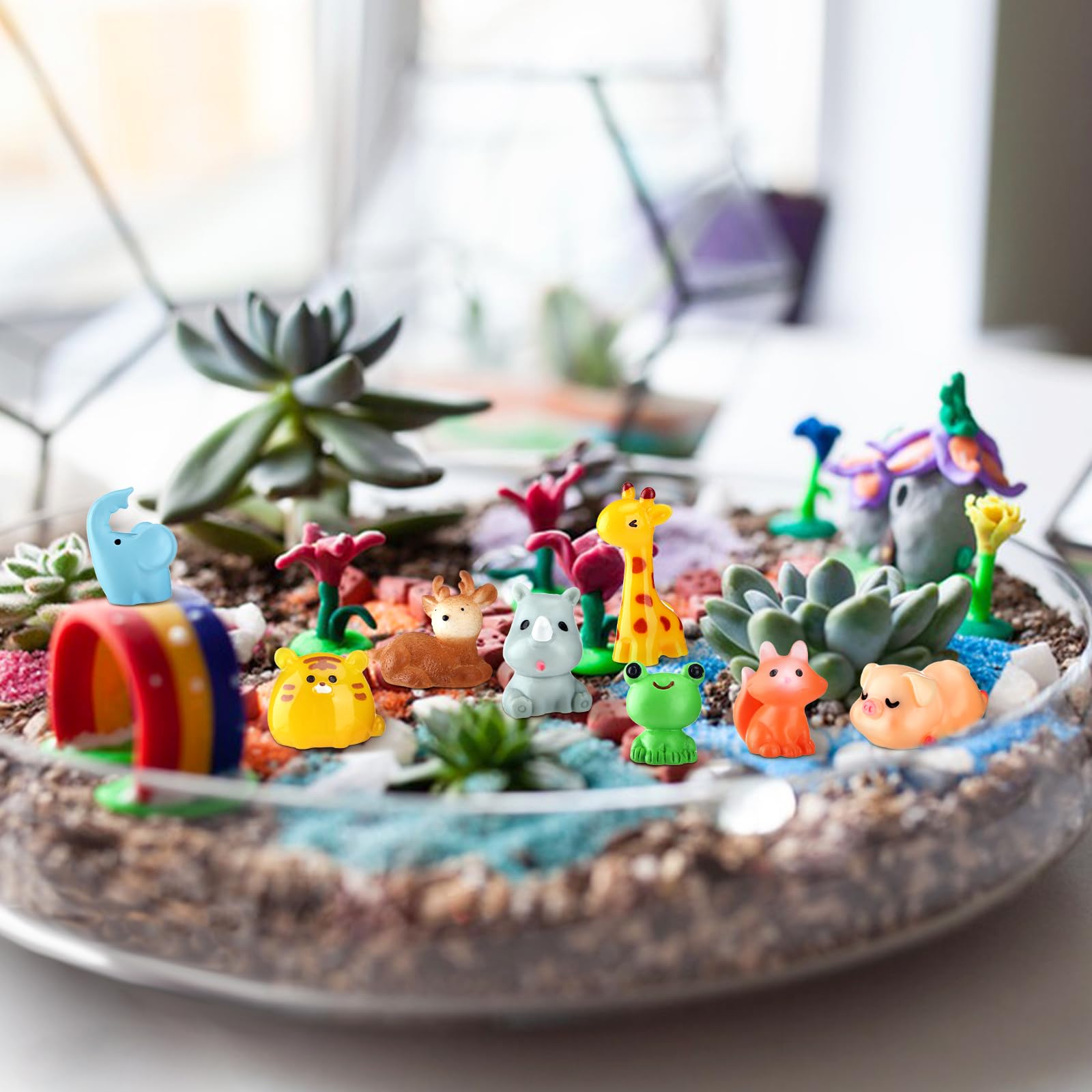 50 Pcs Mini Resin Animals Various Mini Animals Figurines for Farm Animal Figures,Dollhouse,Fairy House Garden,Micro Landscaping