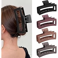 5 Inche Extra Large Claw Clips for Thick and Long Hair, 4 Pack Xl Jumbo Oversized Matte Non-slip Rectangle Hair Clips for Wom