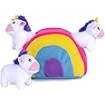 ZippyPaws Burrow- Interactive Dog & Puppy Toys for Boredom, Stimulating Pet Products to Keep Them Busy, Hide & Seek Plush Dog Puzzles, Squeaky Enrichment for Small & Medium Dogs- Unicorns in Rainbow