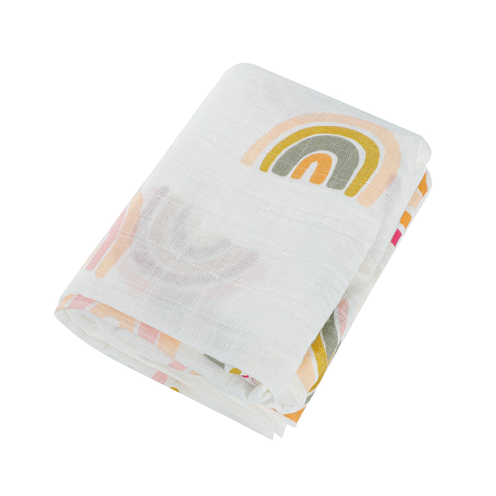 KAKU NANU Muslin Blanket Swaddle Soft Lightweight Cotton 110x120cm Dual Layer Large Cloths for Baby Receiving Blankets Rainbow Baby Wrap