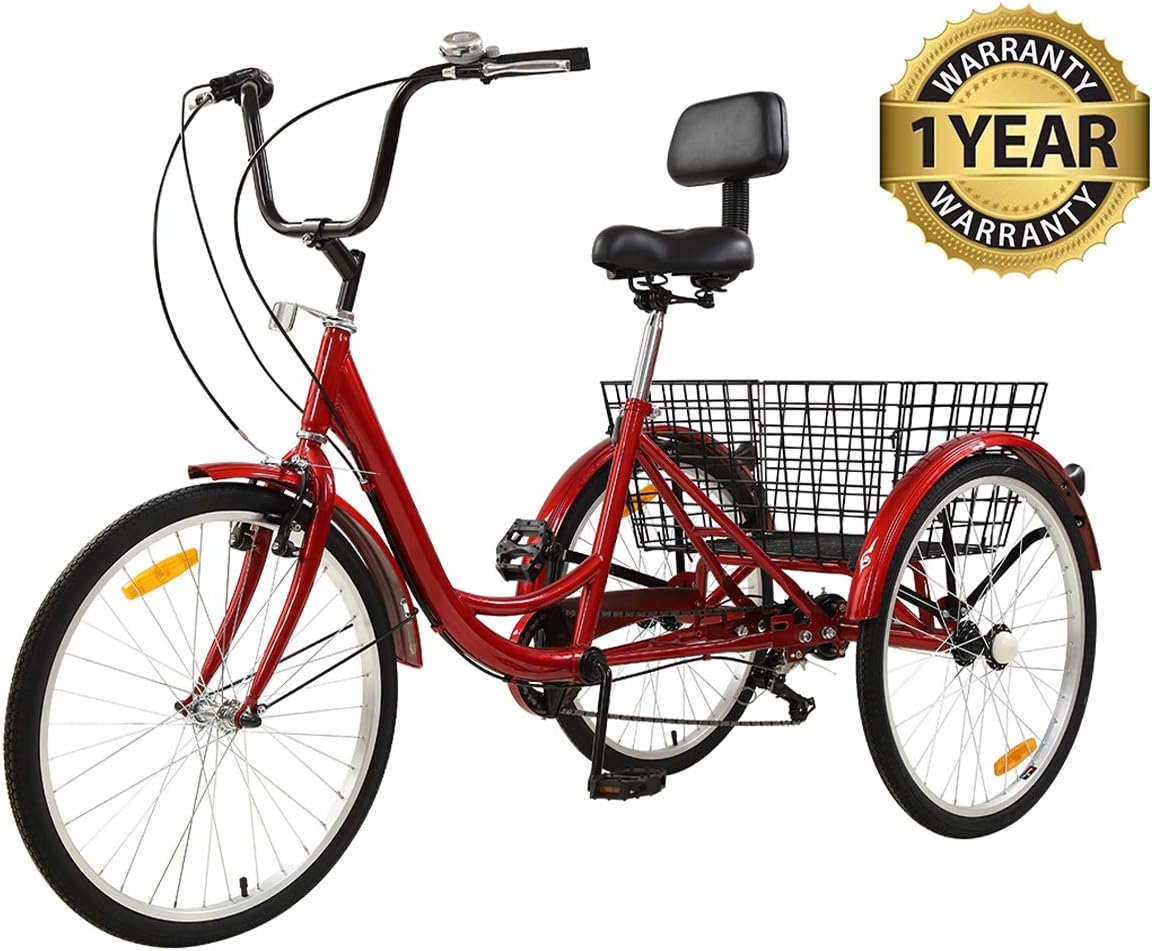 Sibosen Adult Tricycle 7 Speed, Adult Tricycles Trikes