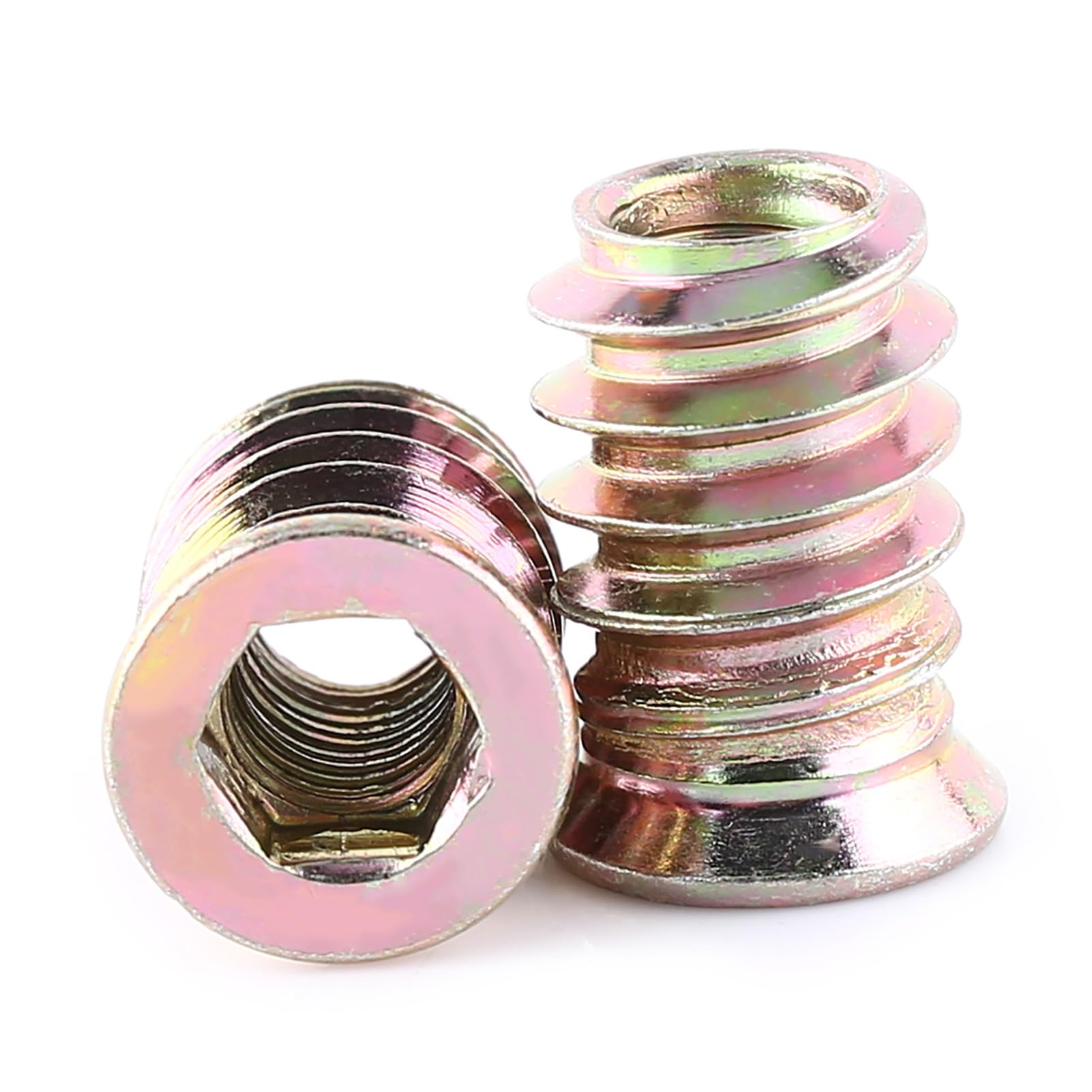 FTVOGUE 20pcs Inside Hex Socket Drive Head Screw Carbon Steel Insert Nuts Threaded for Wood Furniture (M6*17mm)