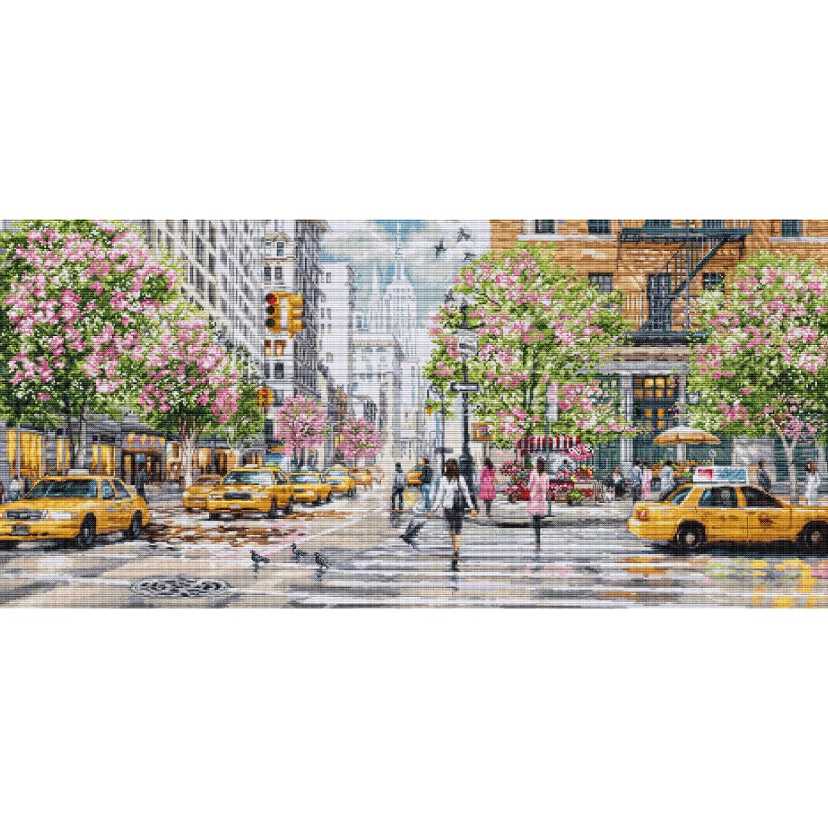 Luca-S Cross Stitch Kit Gold - New York, BU5049, Counted Cross Stitch Kit for Adults, Needlecraft and Embroidery Kit