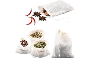 NICECRAFT 30 Pcs Spice Bags for Cooking, 3.86x3.15 Inch Reusable Drawstring Muslin Soup Empty Tea Bags Straining Filter Cheesecloth Sachet for Spices Tea Loose Coffee Seasoning Herbs Stew Gravy