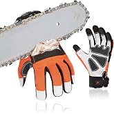 Vgo... Leather Chainsaw Gloves,left-hand Saw Protection(GA9767CS/GA8912) | goatskin,saw protection EN ISO 11393-4 level 1,snug fit,forestry,logging,tree felling,arborist,wood cutting,firewood